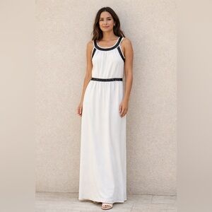 H&M white dress with black lace trim